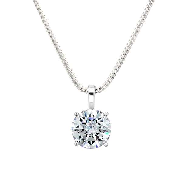 Sterling 10 mm Clear Round Filagree Pendant on 18" Adjustable Franco Chain