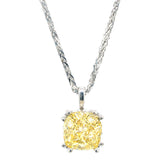 Sterling 10mm Fancy Light Yellow Cushion Cut Scroll Pendant on 18
