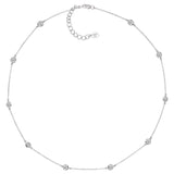 Sterling 10mm Clear Round Filagree Pendant on 18