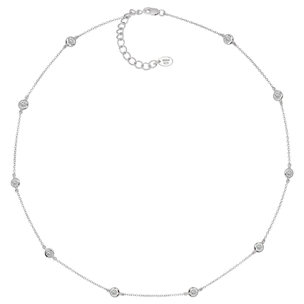 Sterling 10mm Clear Round Filagree Pendant on 18" Regal Short Floating Chain (Pendant & Chain Sold Together. Pendant is Removable from Chain).