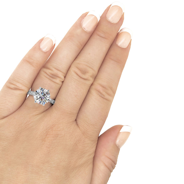 *NEW COUTURE COLLECTION Sterling Silver Solitaire Round Couture 6 Prong 10mm Ring