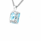 HAUTE COUTURE COMPOSERS COLLECTION Radiant Crushed Ice Cut 24 Carat Fancy Light Blue Pendant on Sterling 1.5 mm Adjustable Diamond Cut Wheat Chain, 20