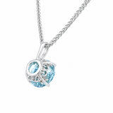 HAUTE COUTURE COMPOSERS COLLECTION Round 17 Carat Centurion Cut Aquamarine-Hued Pendant on Sterling 1.5mm Adjustable Diamond Cut Wheat Chain, 20