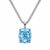 HAUTE COUTURE COMPOSERS COLLECTION Elongated Crushed Ice Cushion Cut 11 Carat Fancy Light Blue Pendant on Sterling 1.1 mm Round Wheat Chain (Pendant & Chain Sold Together. Pendant is Removable from Chain).