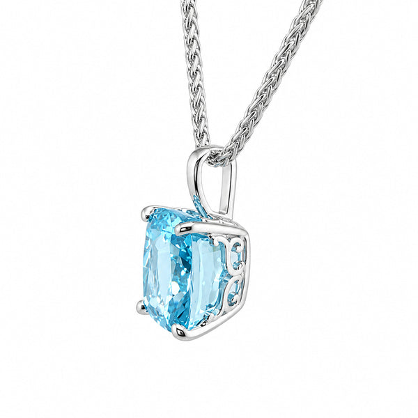 HAUTE COUTURE COMPOSERS COLLECTION Elongated Crushed Ice Cushion Cut 11 Carat Fancy Light Blue Pendant on Sterling 1.1 mm Round Wheat Chain (Pendant & Chain Sold Together. Pendant is Removable from Chain).