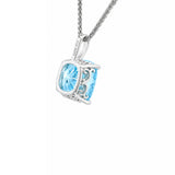 HAUTE COUTURE COMPOSERS COLLECTION Elongated Crushed Ice Cushion Cut 11 Carat Fancy Light Blue Pendant on Sterling 1.1 mm Round Wheat Chain (Pendant & Chain Sold Together. Pendant is Removable from Chain).