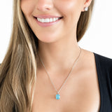 HAUTE COUTURE COMPOSERS COLLECTION Elongated Crushed Ice Cushion Cut 11 Carat Fancy Light Blue Pendant on Sterling 1.1 mm Round Wheat Chain (Pendant & Chain Sold Together. Pendant is Removable from Chain).