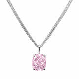 HAUTE COUTURE COMPOSERS COLLECTION Elongated Crushed Ice Cushion Cut 12 Carat Fancy Light Pink Pendant on 2 Sterling 1.1 mm Round Wheat Chains, (Pendant & Chains Sold Together. Pendant is Removable from Chain).