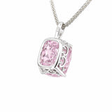 HAUTE COUTURE COMPOSERS COLLECTION Elongated Crushed Ice Cushion Cut 12 Carat Fancy Light Pink Pendant on 2 Sterling 1.1 mm Round Wheat Chains, (Pendant & Chains Sold Together. Pendant is Removable from Chain).