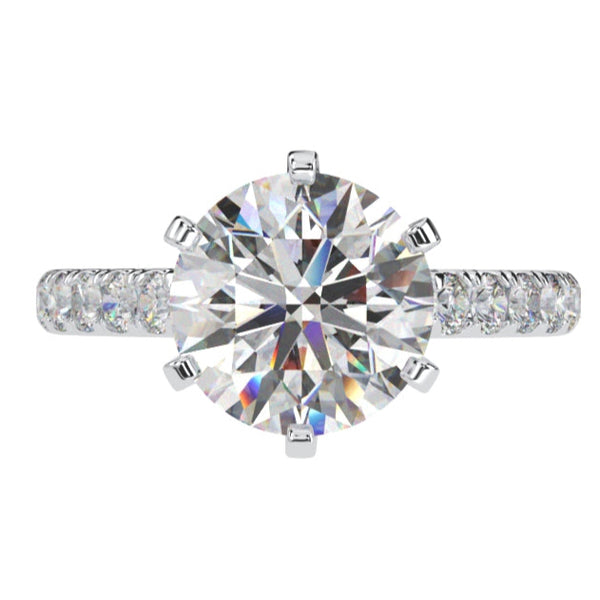 *NEW COUTURE COLLECTION Sterling Silver Solitaire Round Couture 6 Prong 10mm Ring