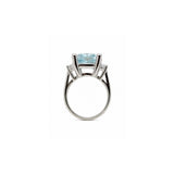 HAUTE COUTURE COMPOSERS COLLECTION Radiant Crushed Ice Cut 12 Carat Light Aquamarine-Hued Ring with White Half Moon Accents