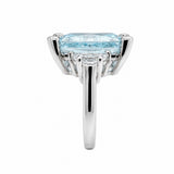 HAUTE COUTURE COMPOSERS COLLECTION Radiant Crushed Ice Cut 12 Carat Light Aquamarine-Hued Ring with White Half Moon Accents