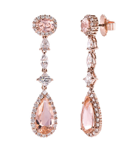 18 KGP Rose Gold Couture Teardrops with Pear Shaped Post