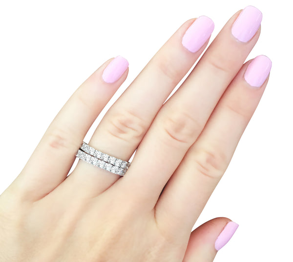 Sterling Silver 2.75mm Thin Round Eternity Ring Band