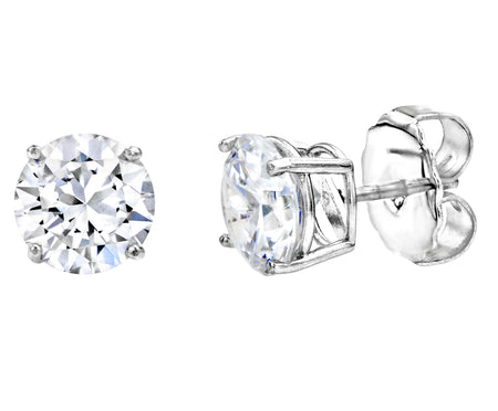Sterling Silver 1 Carat Clear Round Solana Studs with Halo