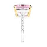 Sterling Silver Pink Asscher/Emerald-Cut Aspen Ring with 18 KGP Prongs-Bling by Wilkening Invented Cut