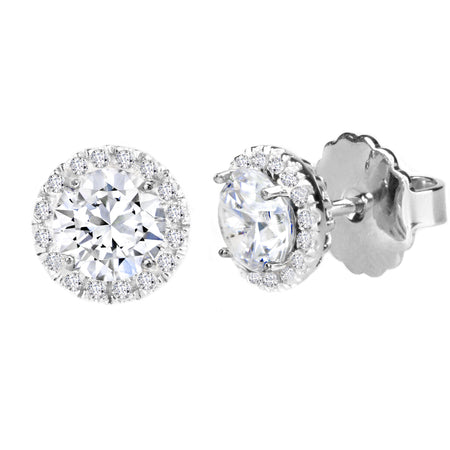 Sterling Silver 2 Carat 4 Prong Medium Solitaire Studs