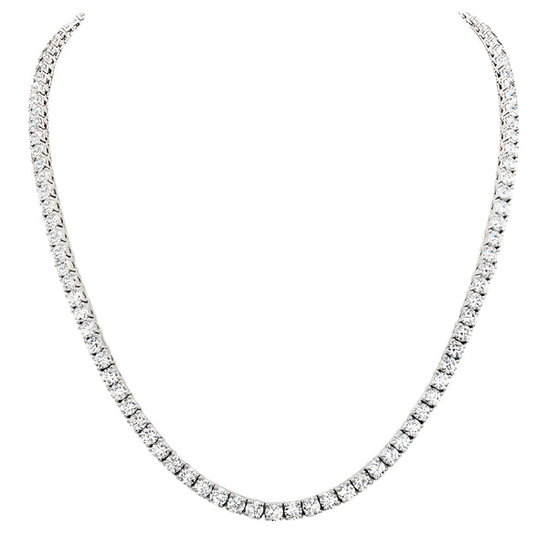 Silver Classic Tennis Necklace with Double Security Clasp 18"