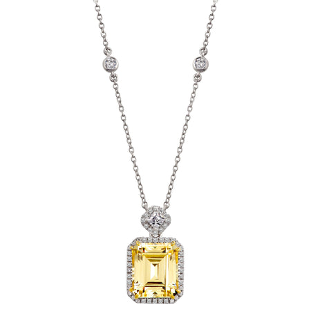 Silver Asscher-Cut Couture Tennis Necklace with Double Security Clasp 16.5”