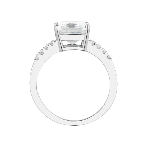 Sterling Silver Clear Emerald Cut Sophia Ring