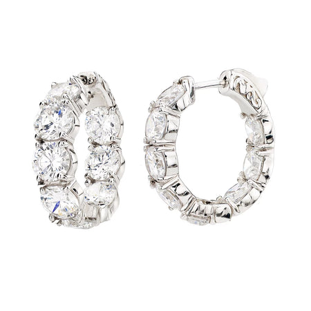 Sterling Silver 1.25" 4mm Double Sided In and Out Couture Hoops