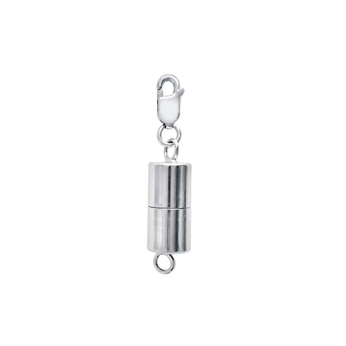 Sterling Silver Barrel Magnetic Clasp with Small Lobster Clasp