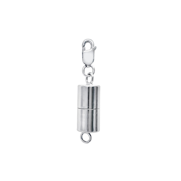 Sterling Silver Barrel Magnetic Clasp with Small Lobster Clasp