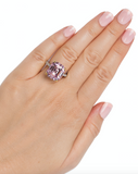 Sterling Silver Pink Asscher/Emerald-Cut Aspen Ring with 18 KGP Prongs-Bling by Wilkening Invented Cut