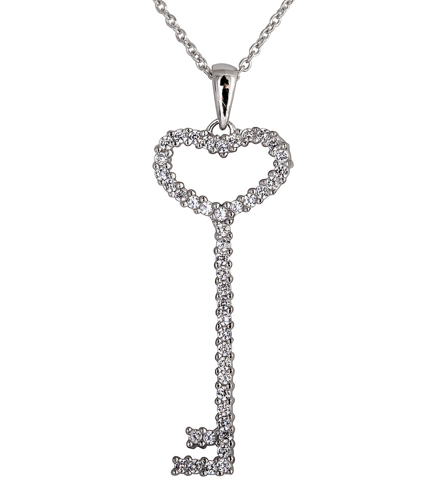Pearde Design 925 Sterling Silver Key Pendant Necklace