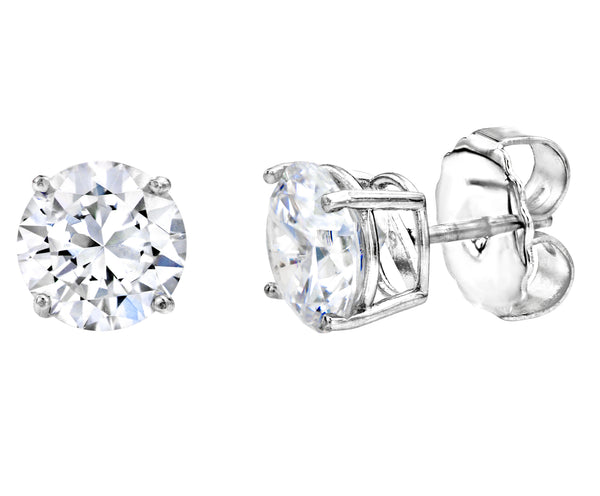Sterling Silver 2.5 Carat 4 Prong Large Solitaire Studs