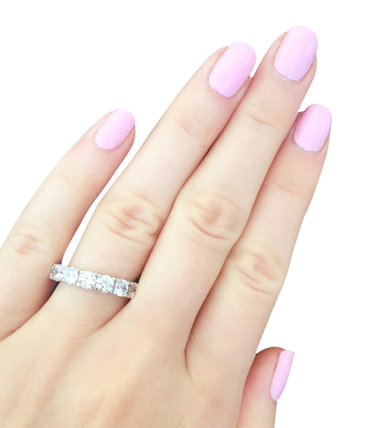 Sterling Silver 4mm Round Eternity Band