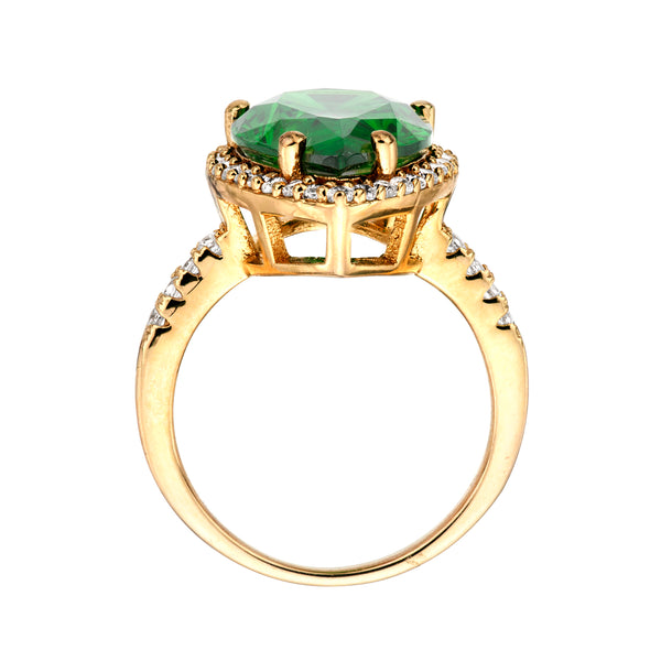 18 KGP 4 Carat Emerald Hued Pear Shaped Ring
