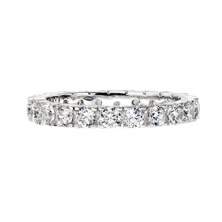 Sterling Silver 4 Carat Round Solitaire Ring on Eternity Band