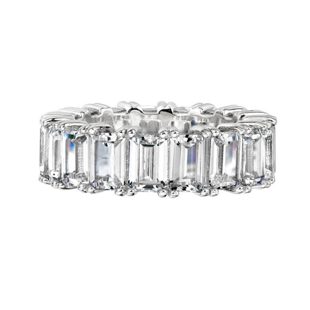Sterling Silver Clear Rectangular Crushed Ice Cut Carley Ring