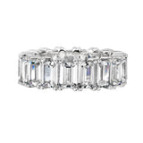 Sterling Silver 4 Prong Emerald Cut Eternity Ring Band